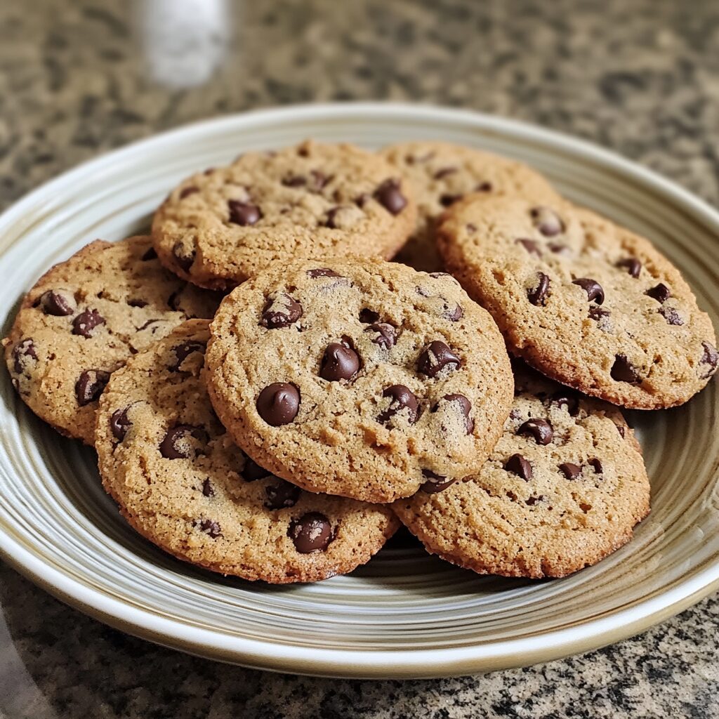 Best Chocolate Chip Cookies Ever served on a plate in natural light