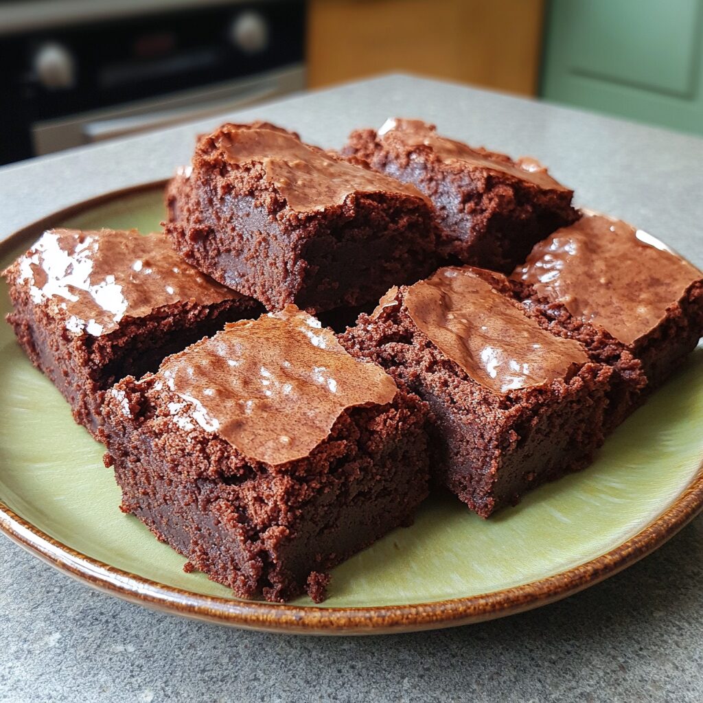 Best Ever Cocoa Brownies Recipe served on a plate in natural light