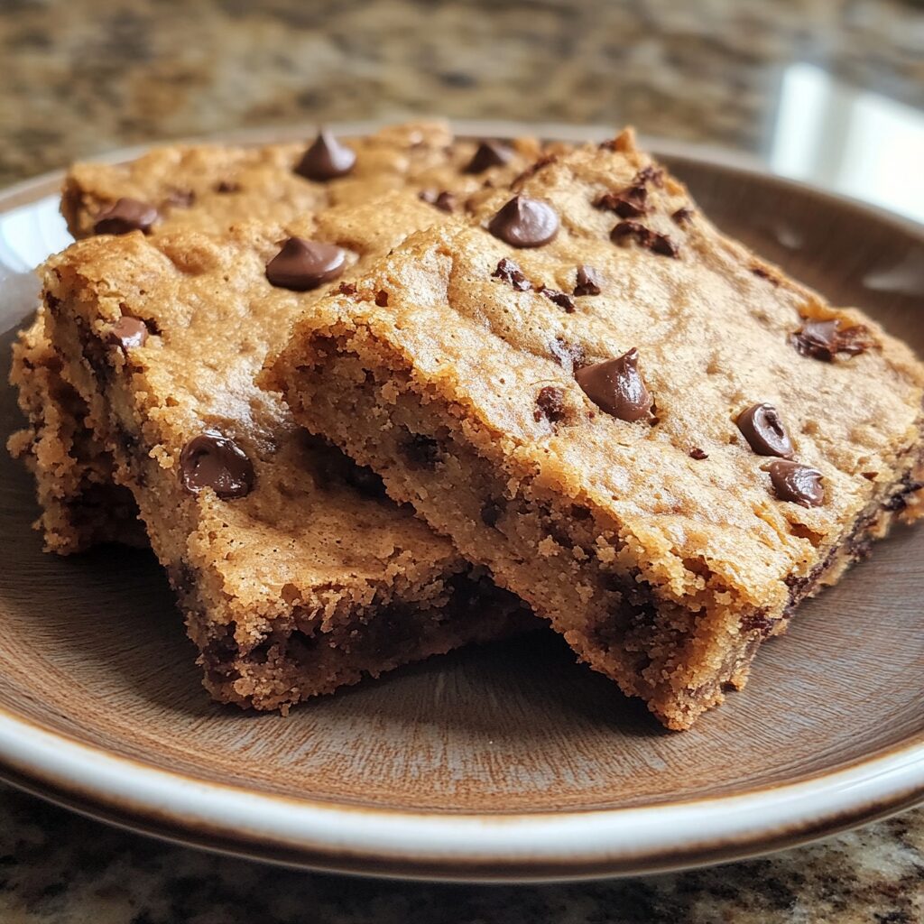 Blondie Recipe served on a plate in natural light