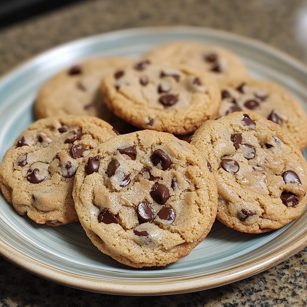 Brown Butter Chocolate Chip Cookies (Rich & Chewy) served on a plate in natural light