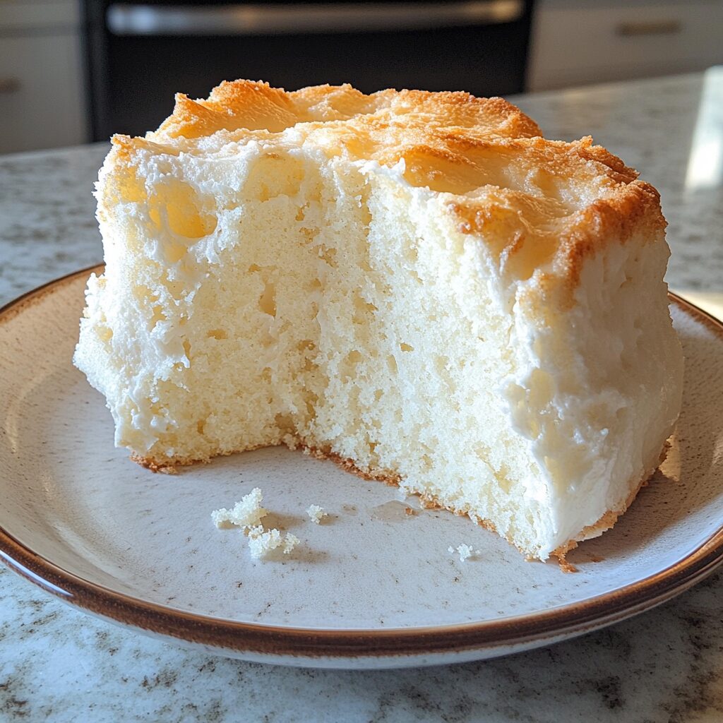 Can You Make Angel Food Cake Taste Better served on a plate in natural light