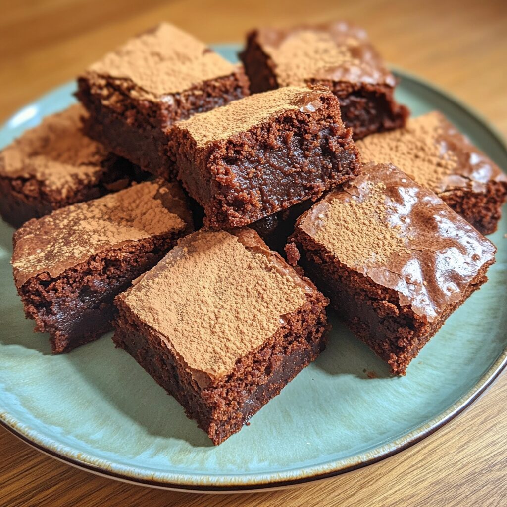 Cocoa Powder Brownies served on a plate in natural light