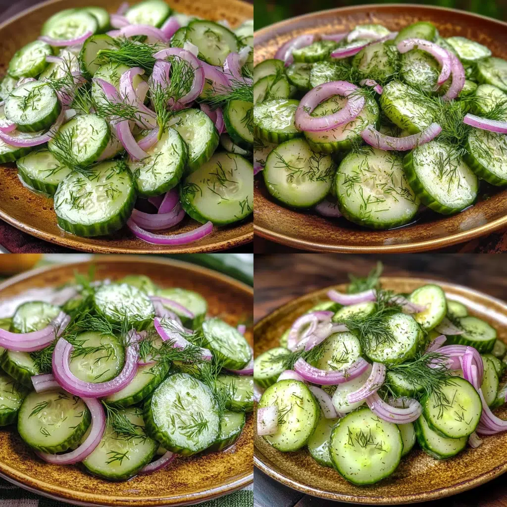 Cucumber Salad with Fresh Dill and Red Onion served fresh with rich texture and inviting color