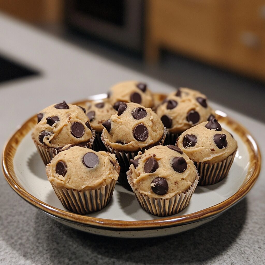Easy Chocolate Chip Cookie Dough Cups for Fun Baking served on a plate in natural light