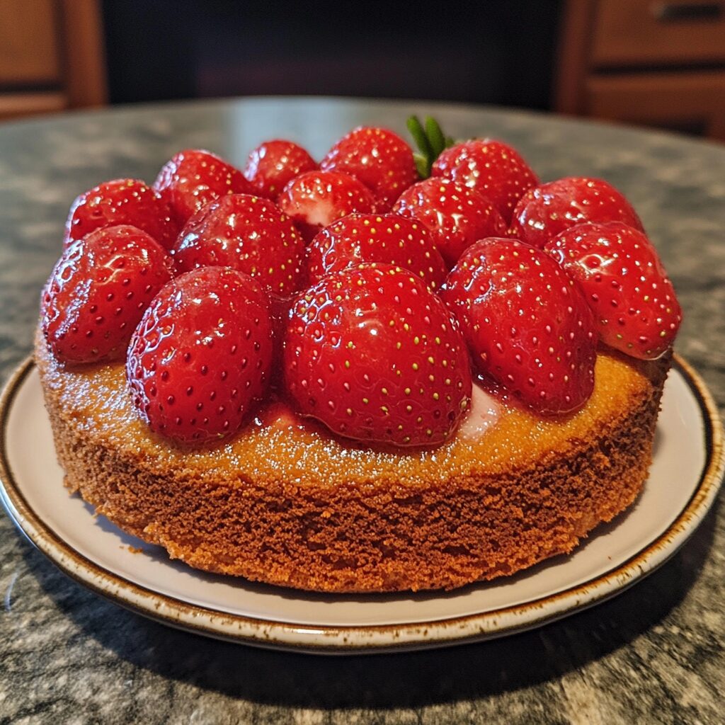 How to Make a Homemade Strawberry Cake from Scratch served on a plate in natural light