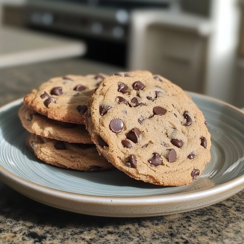 Inside Out Chocolate Chip Cookies served on a plate in natural light