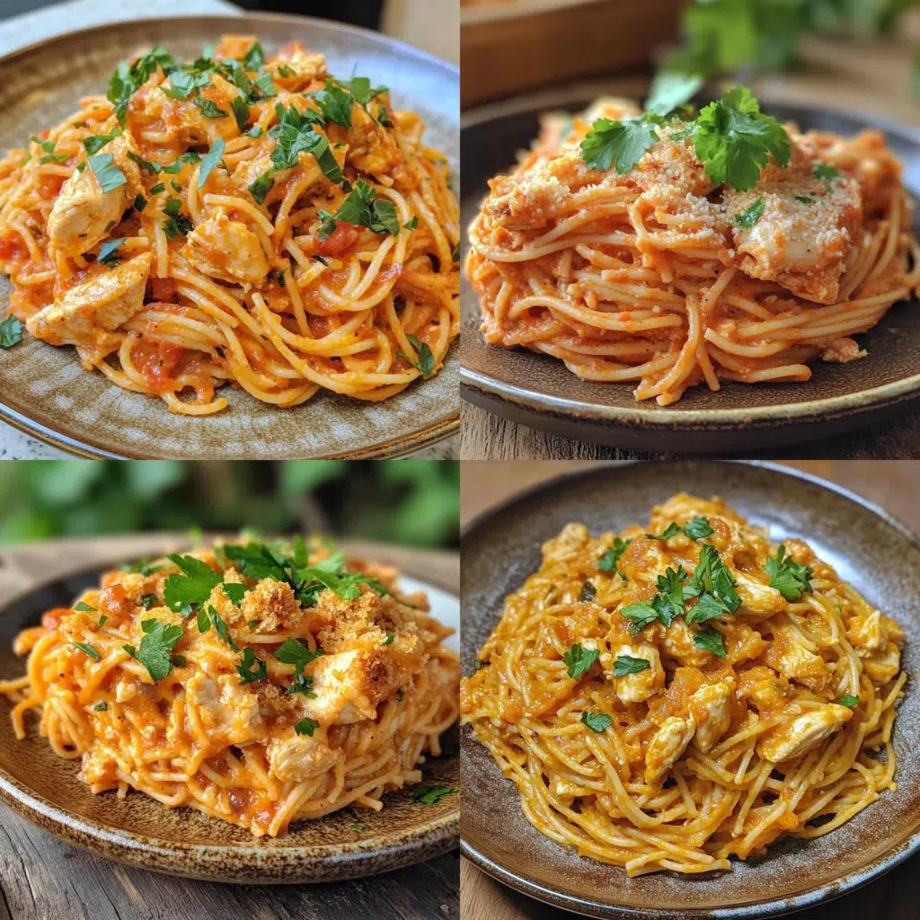 Irresistible Spicy Southern Chicken Spaghetti Casserole served fresh with rich texture and inviting color