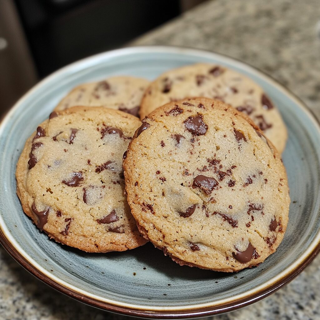 Levain-Inspired Two-Chip Chocolate Chip Cookies served on a plate in natural light