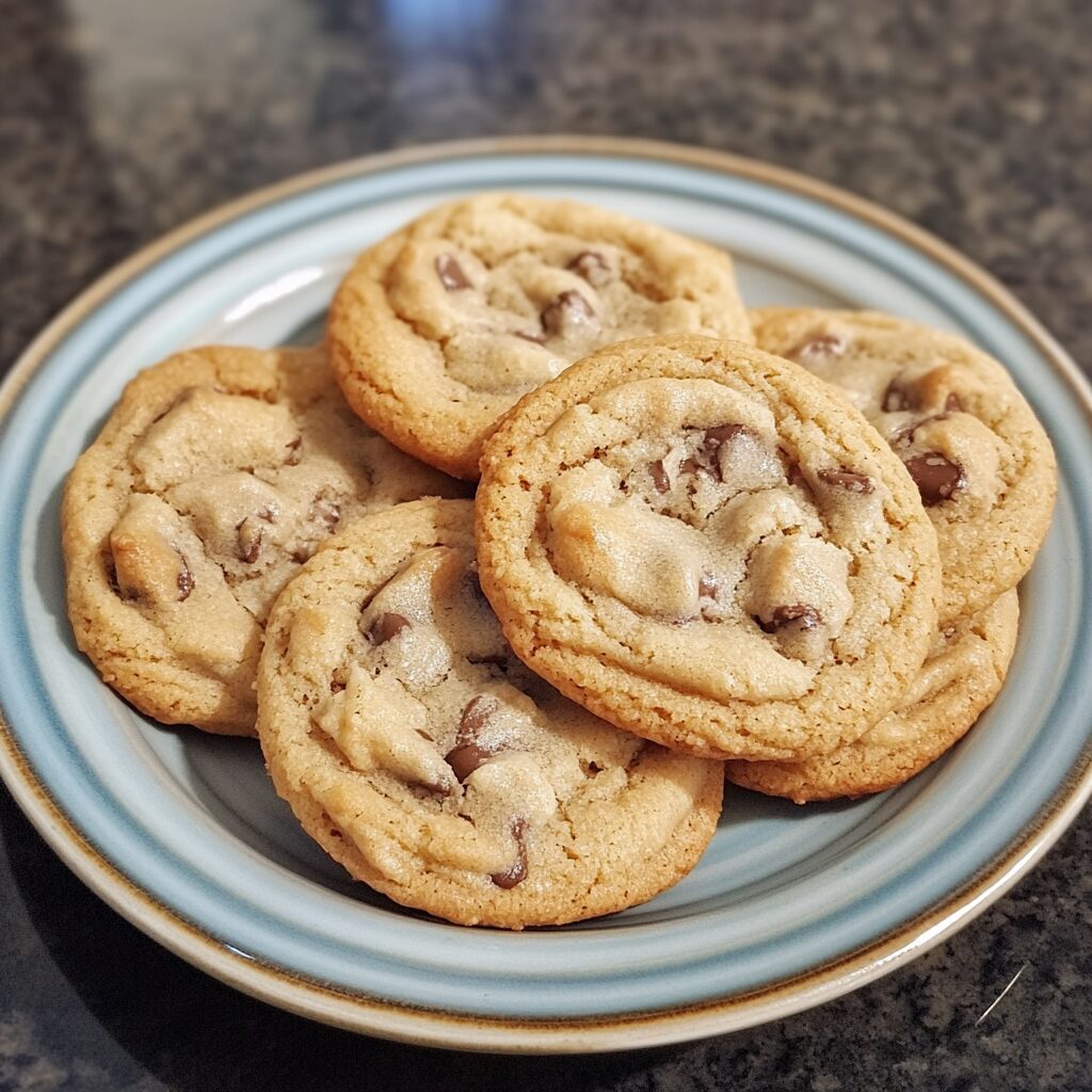 Make Cookies That Are Ultra Thick Like A Bakery served on a plate in natural light