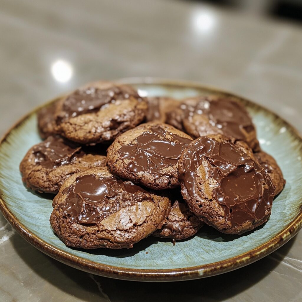 Million Dollar Chocolate Chookies served on a plate in natural light