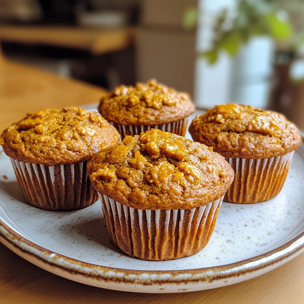 My Best Pumpkin Muffins Recipe served on a plate in natural light