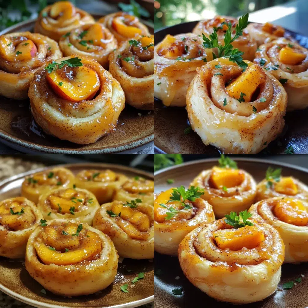 Peach Cobbler Cinnamon Rolls served fresh with rich texture and inviting color