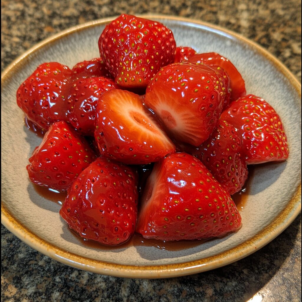 Perfect Strawberry Glaze Recipe served on a plate in natural light