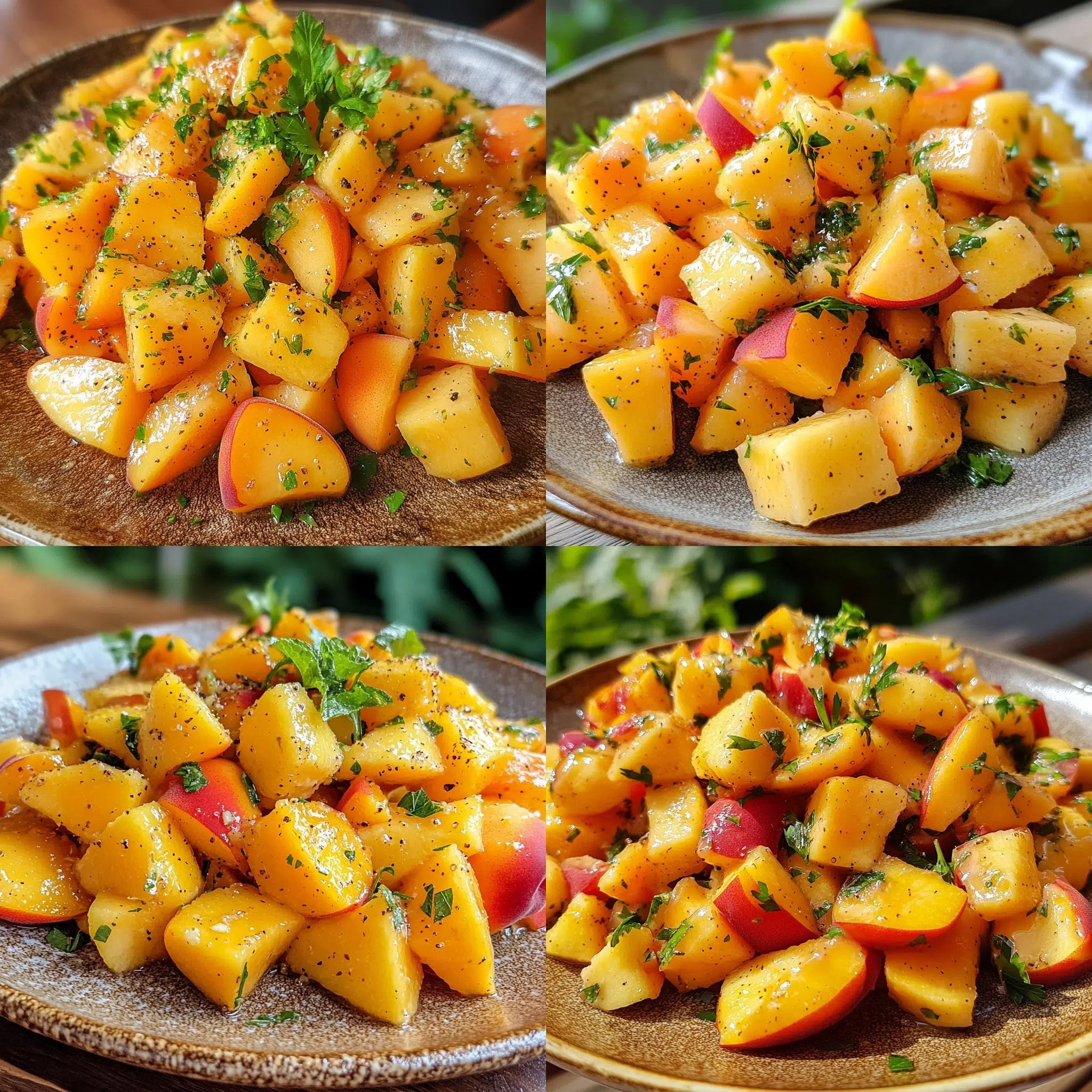 The BEST Summer Peach Fruit Salad served fresh with rich texture and inviting color