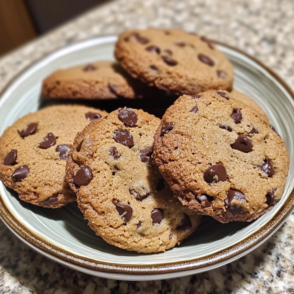 The Best Sugar Free Chocolate Chip Cookies Recipe served on a plate in natural light