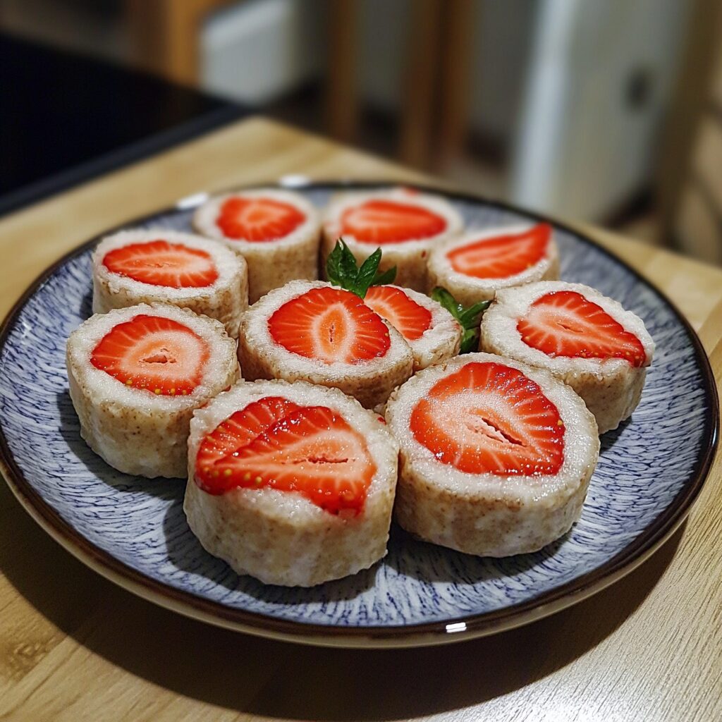 Ultimate Strawberry Rolls served on a plate in natural light
