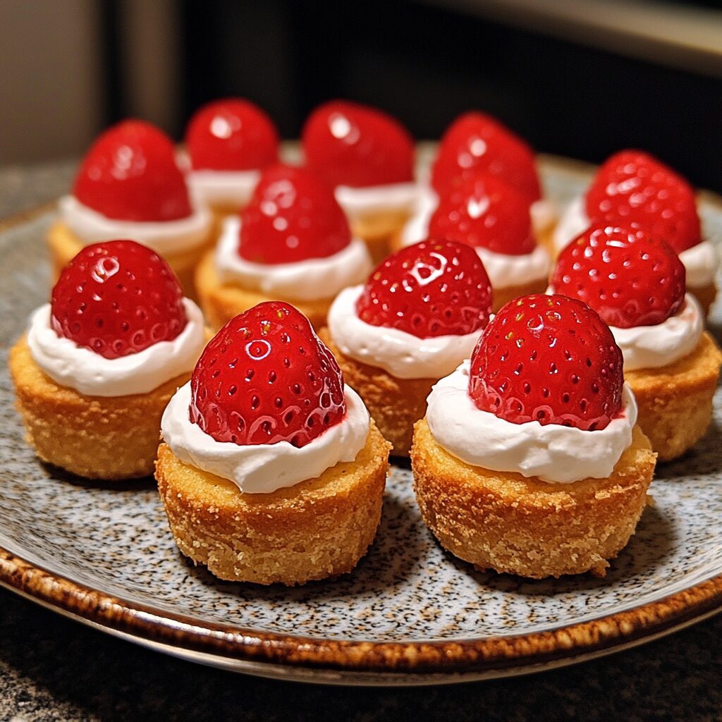 Valentine Mini Strawberry Shortcakes served on a plate in natural light