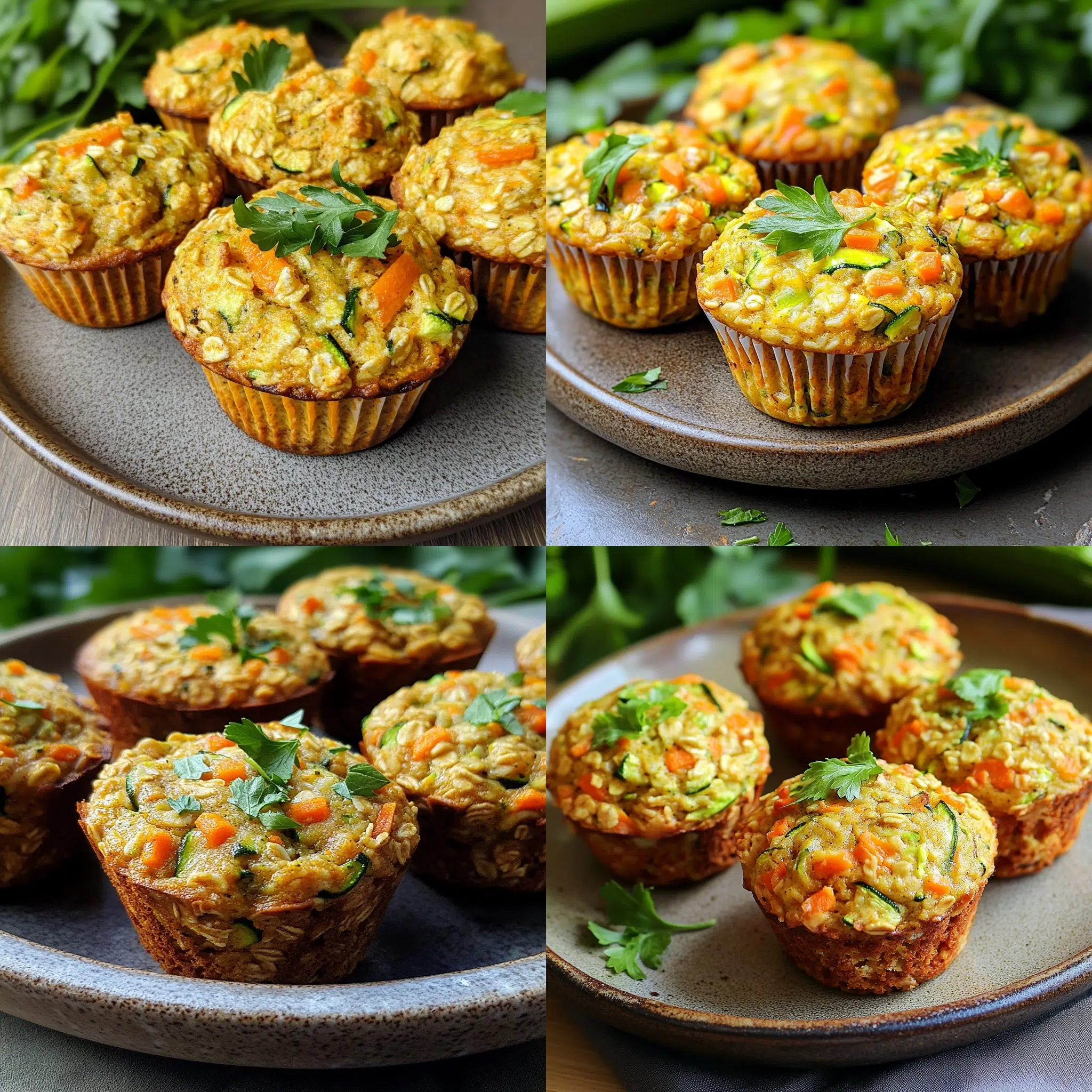Zucchini Carrot Oatmeal Muffins served fresh with rich texture and inviting color