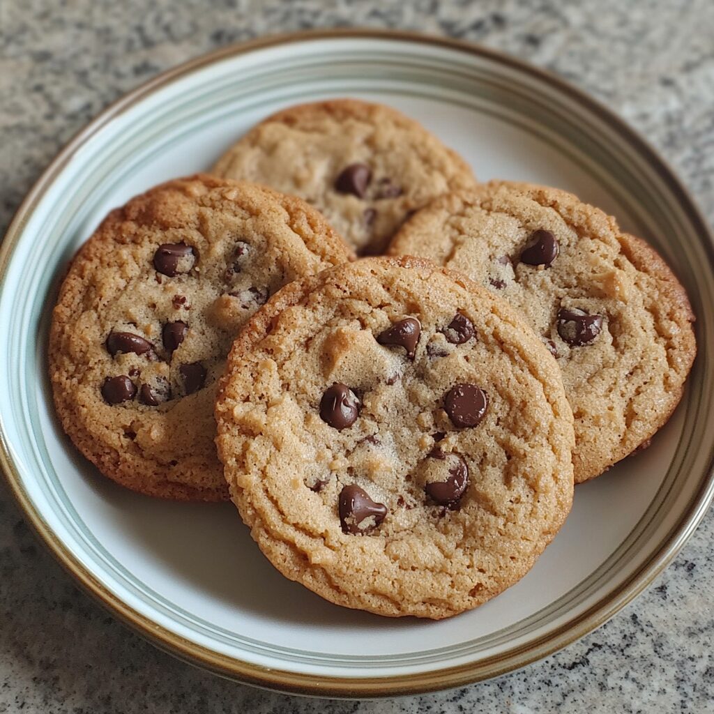 BEST Chocolate Chip Cookie Recipe served on a plate in natural light