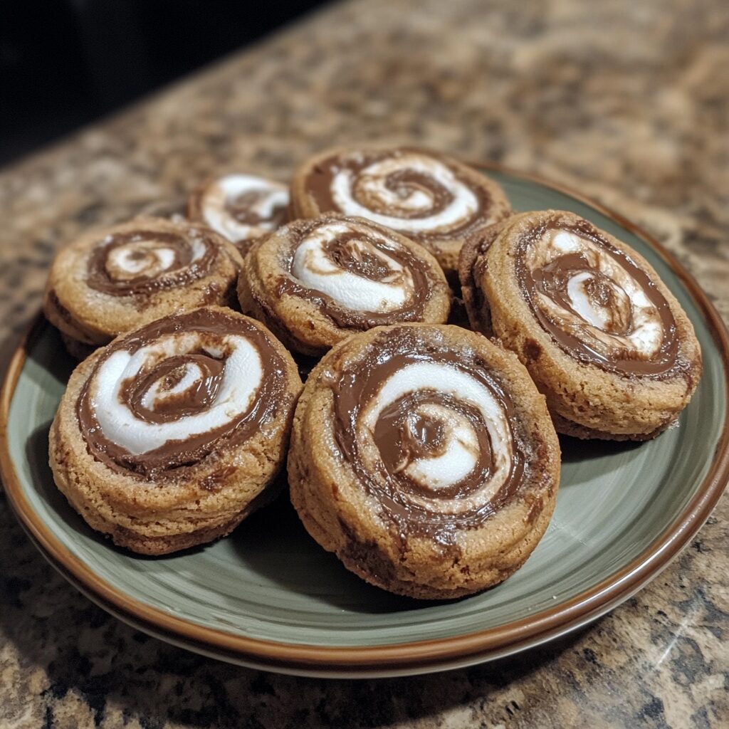 Chocolate Marshmallow Swirl Cookies [50 Minutes] served on a plate in natural light.