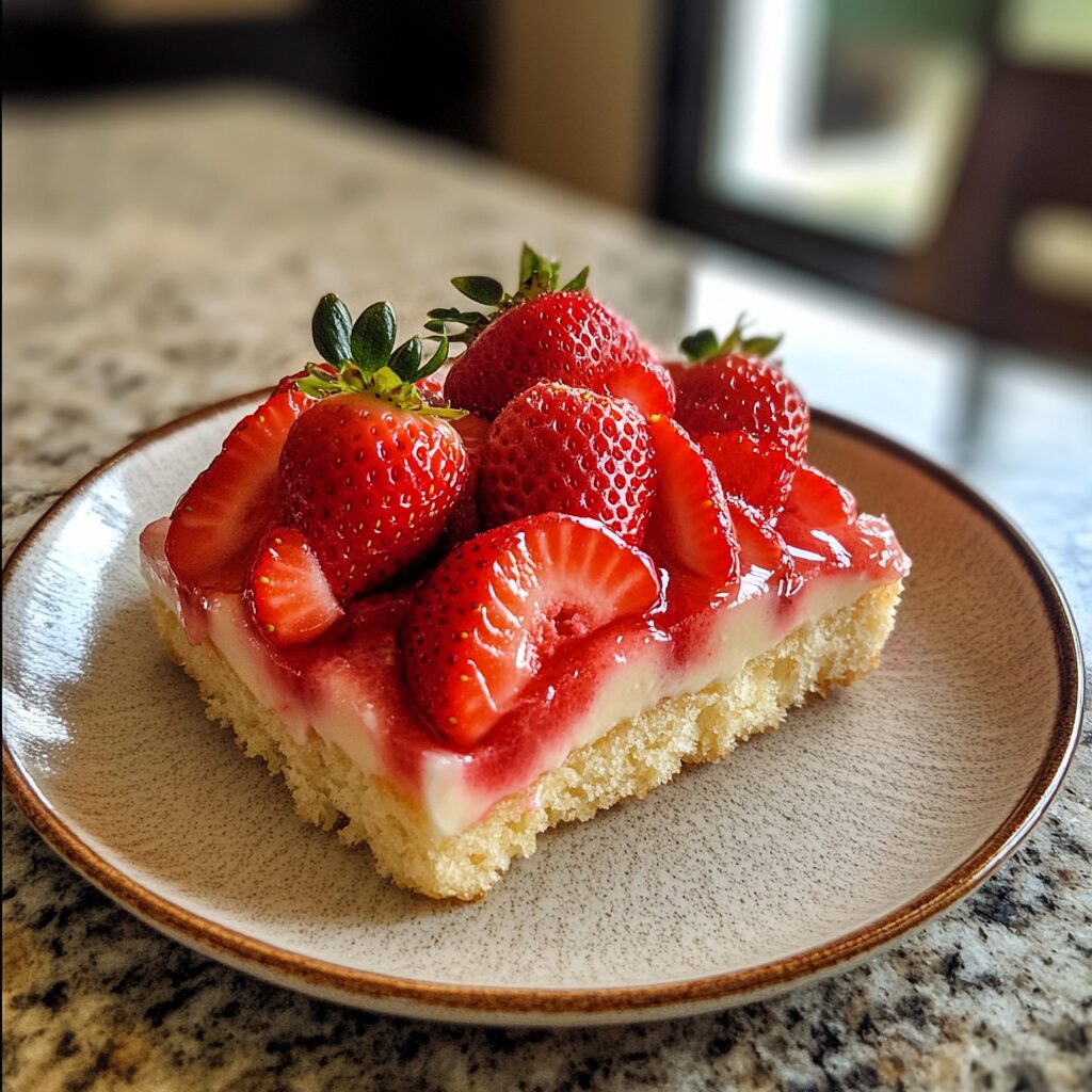 I love Strawberry Shortcake served on a plate in natural light