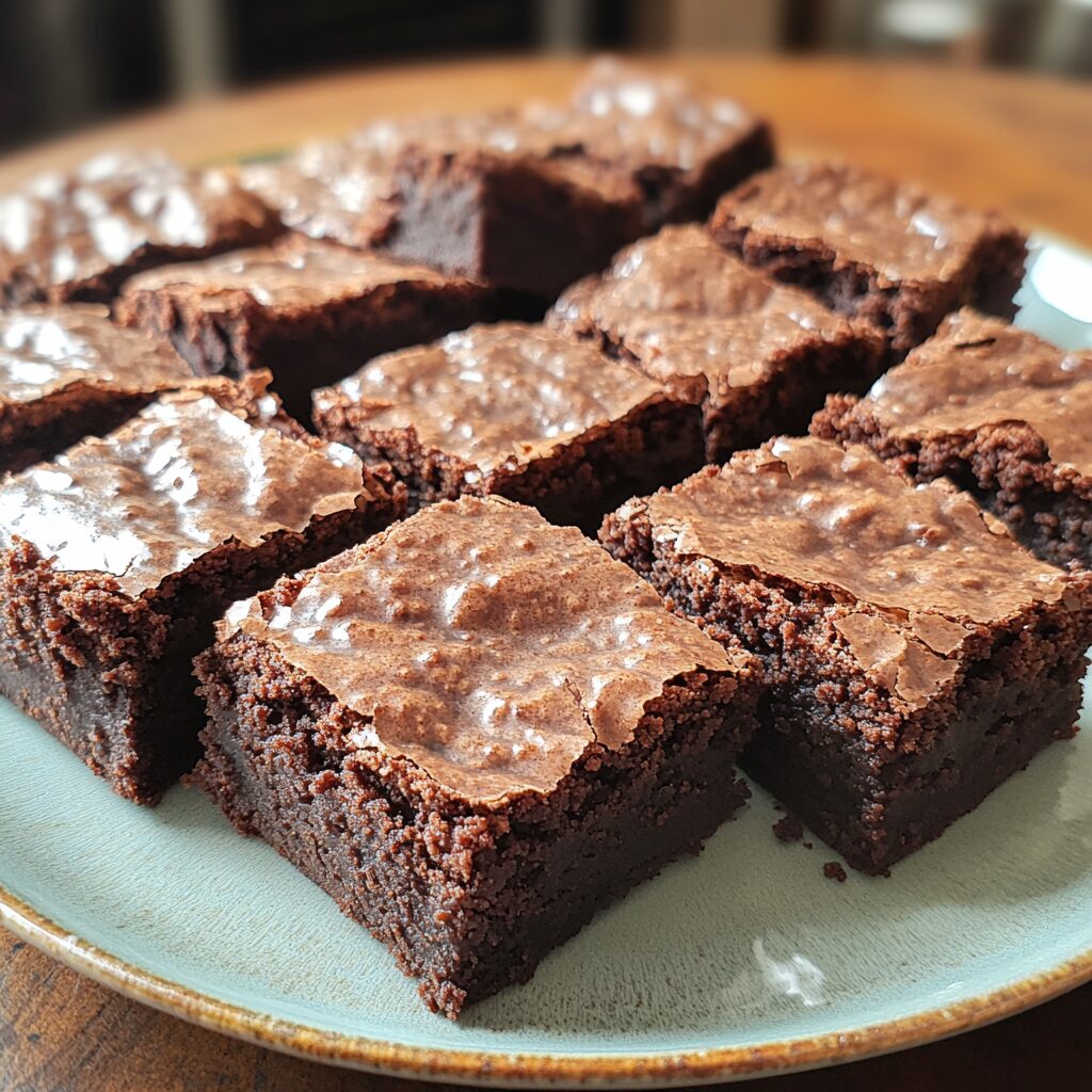 the BEST fudgy brownies served on a plate in natural light